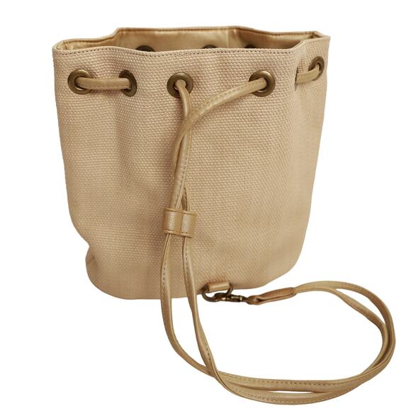 Nine West beige mini bucket bag purse‎ backpackGold beige - Picture 1 of 5
